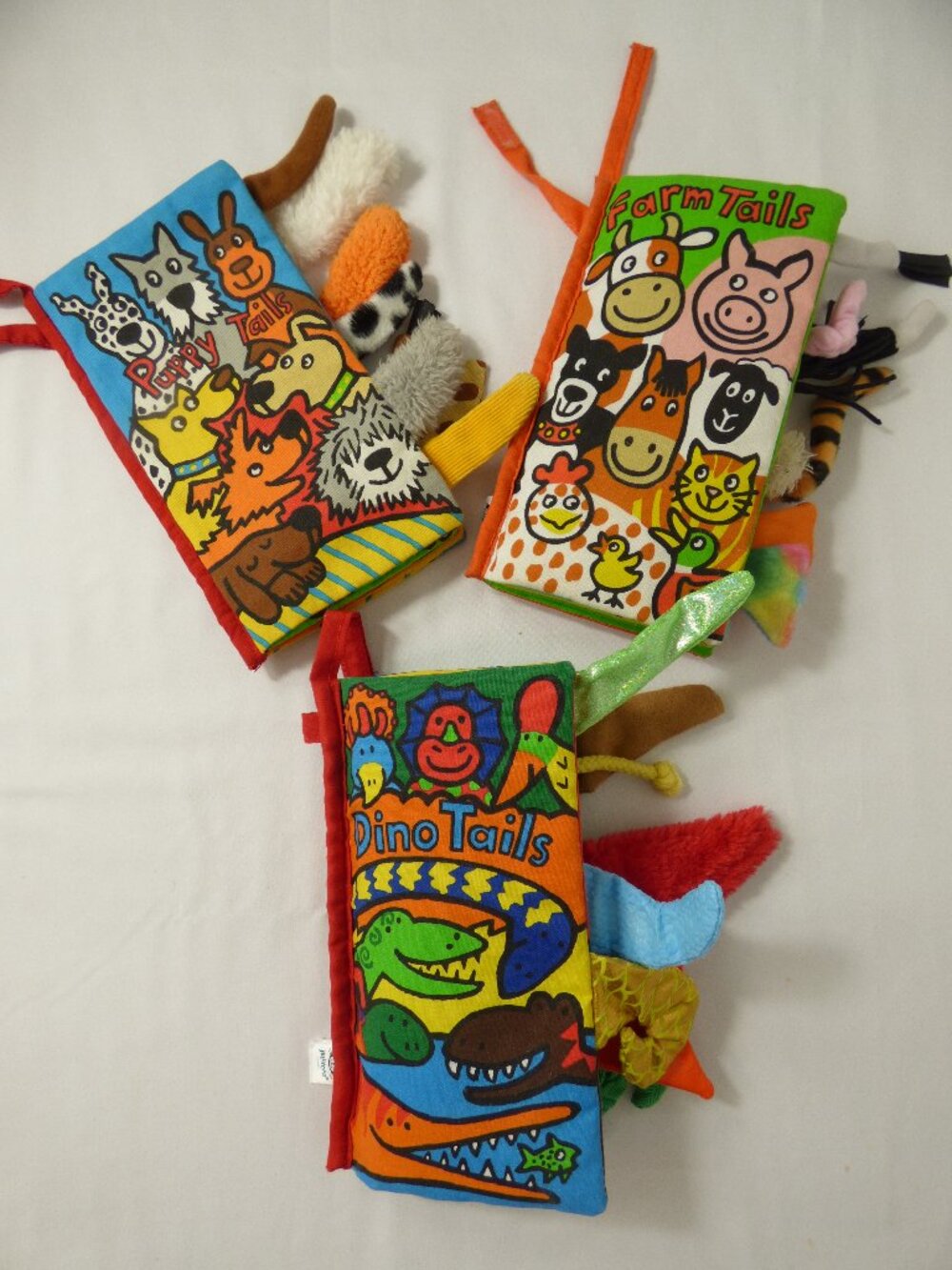 Jellycat Sensory Book Bundle - Puppy, Farm, & Dino Tails